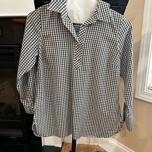 Talbots Black and White Gingham Button Down Shirt